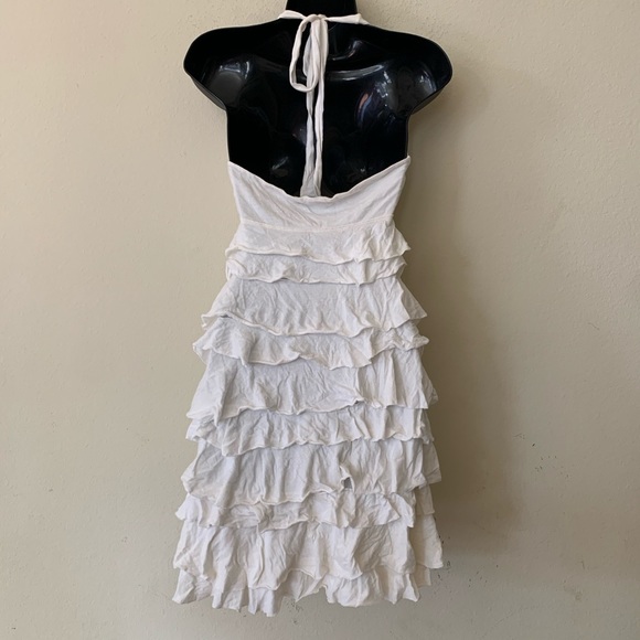 Express White Halter Ruffle Layered Mini Dress - Picture 7 of 9